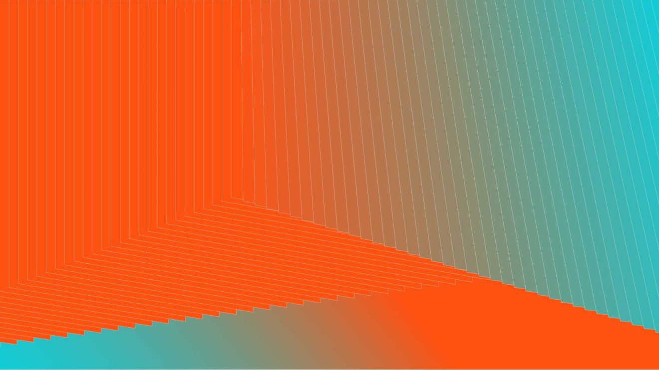 An abstract image with sections of flamingo orange and lochinvar teal