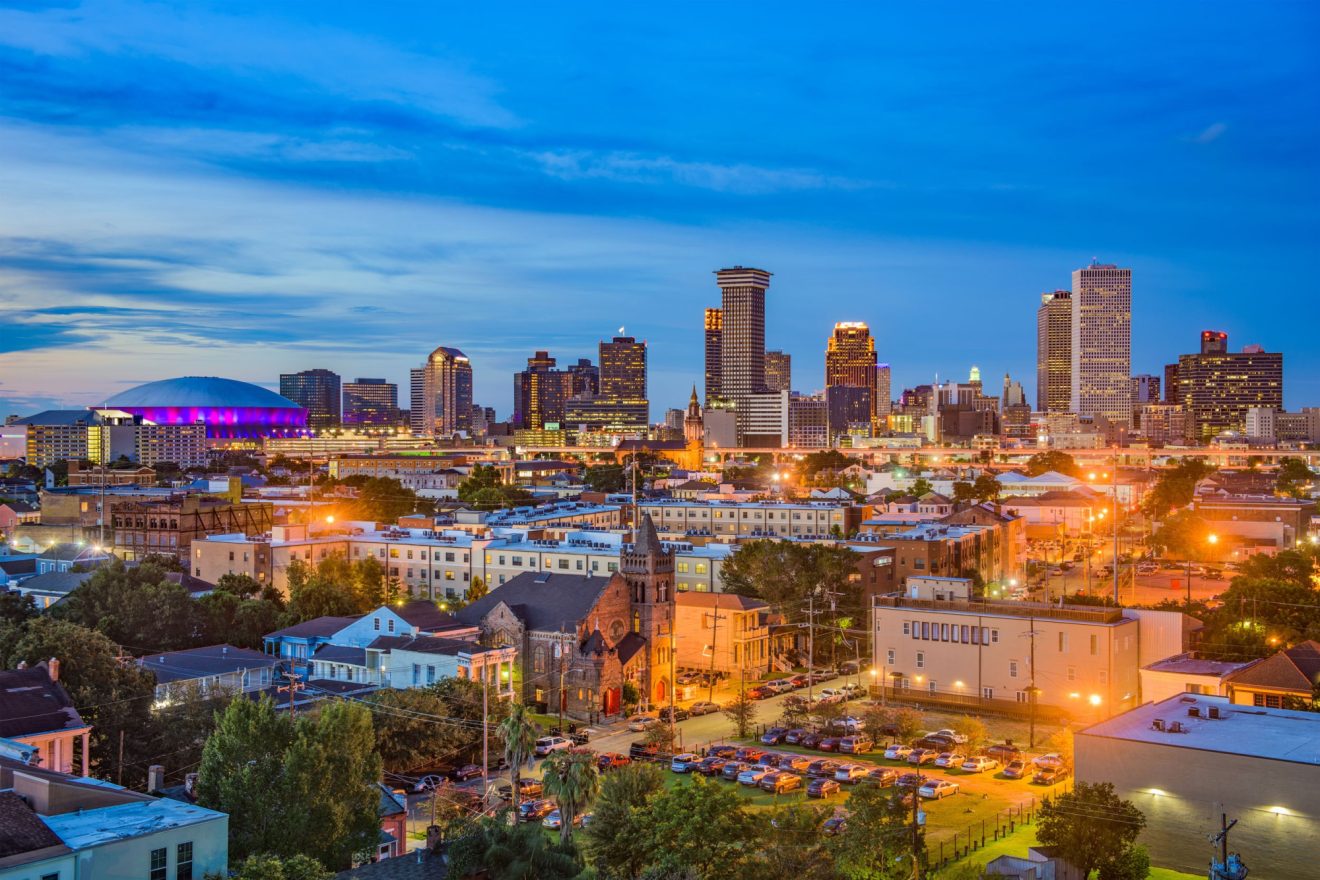 An aerial view of the city of New Orleans