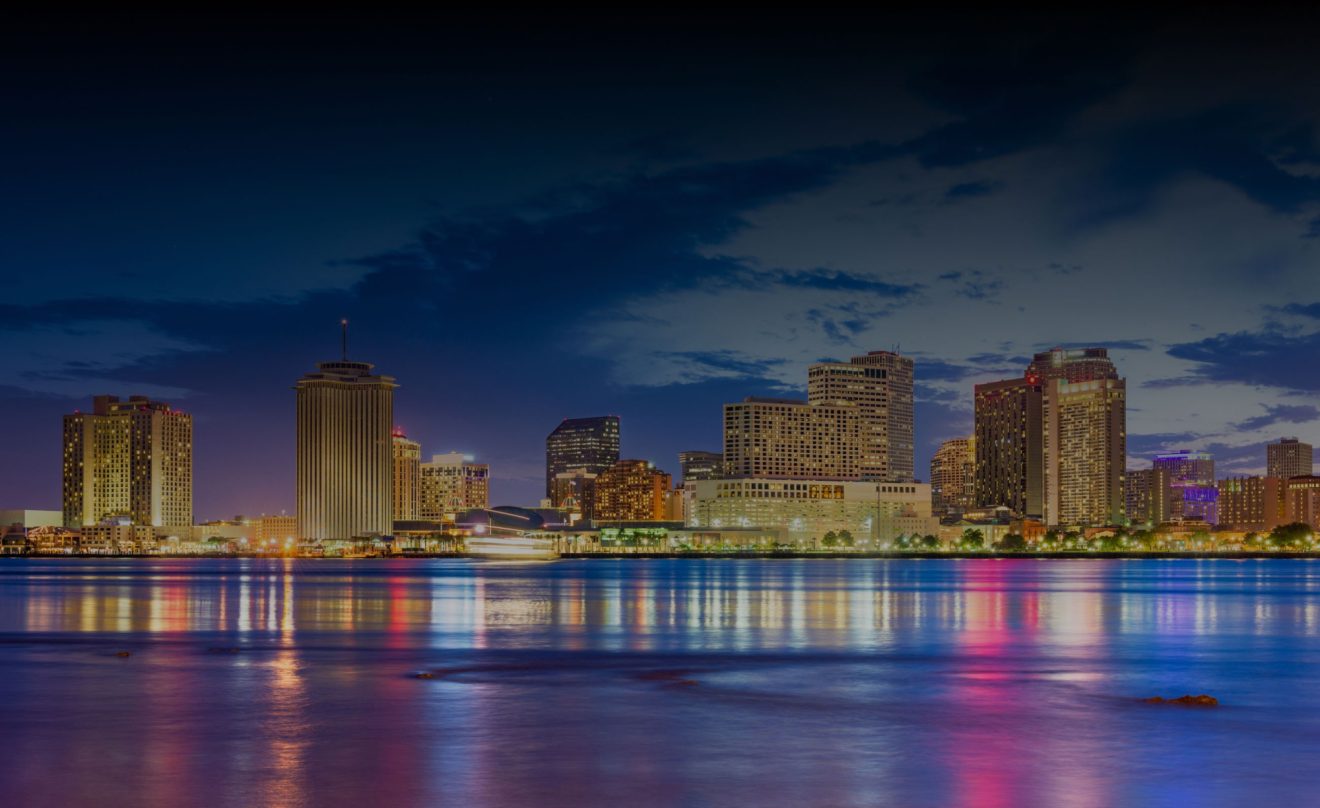 New Orleans skyline with a vignette overlay