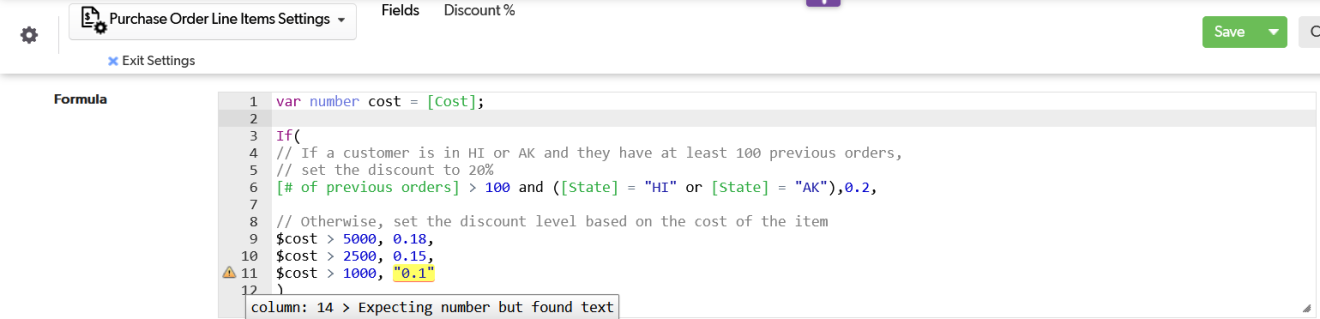 Business Logic Formula Editor