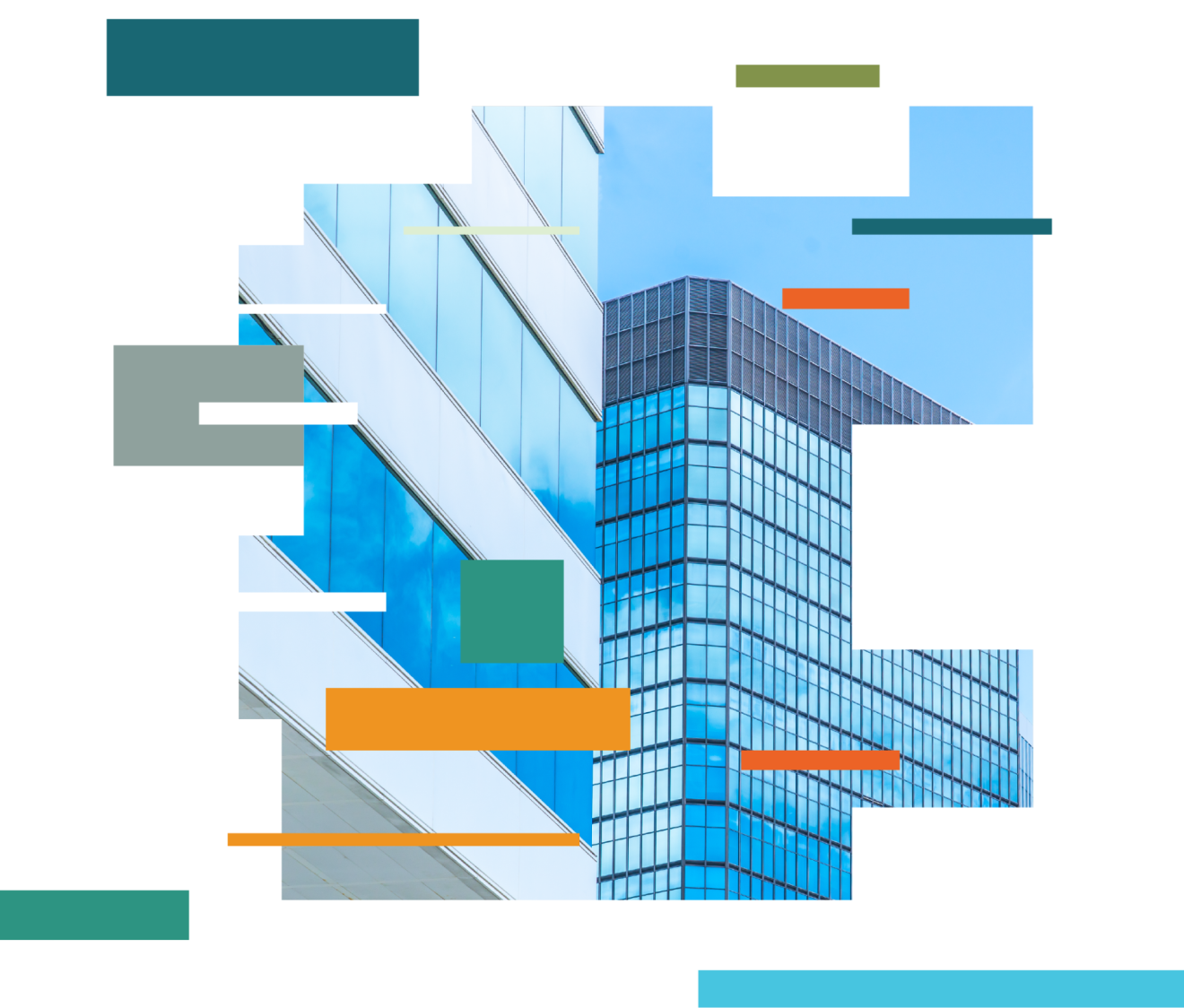 An image of a building with a glitch effect overlaid