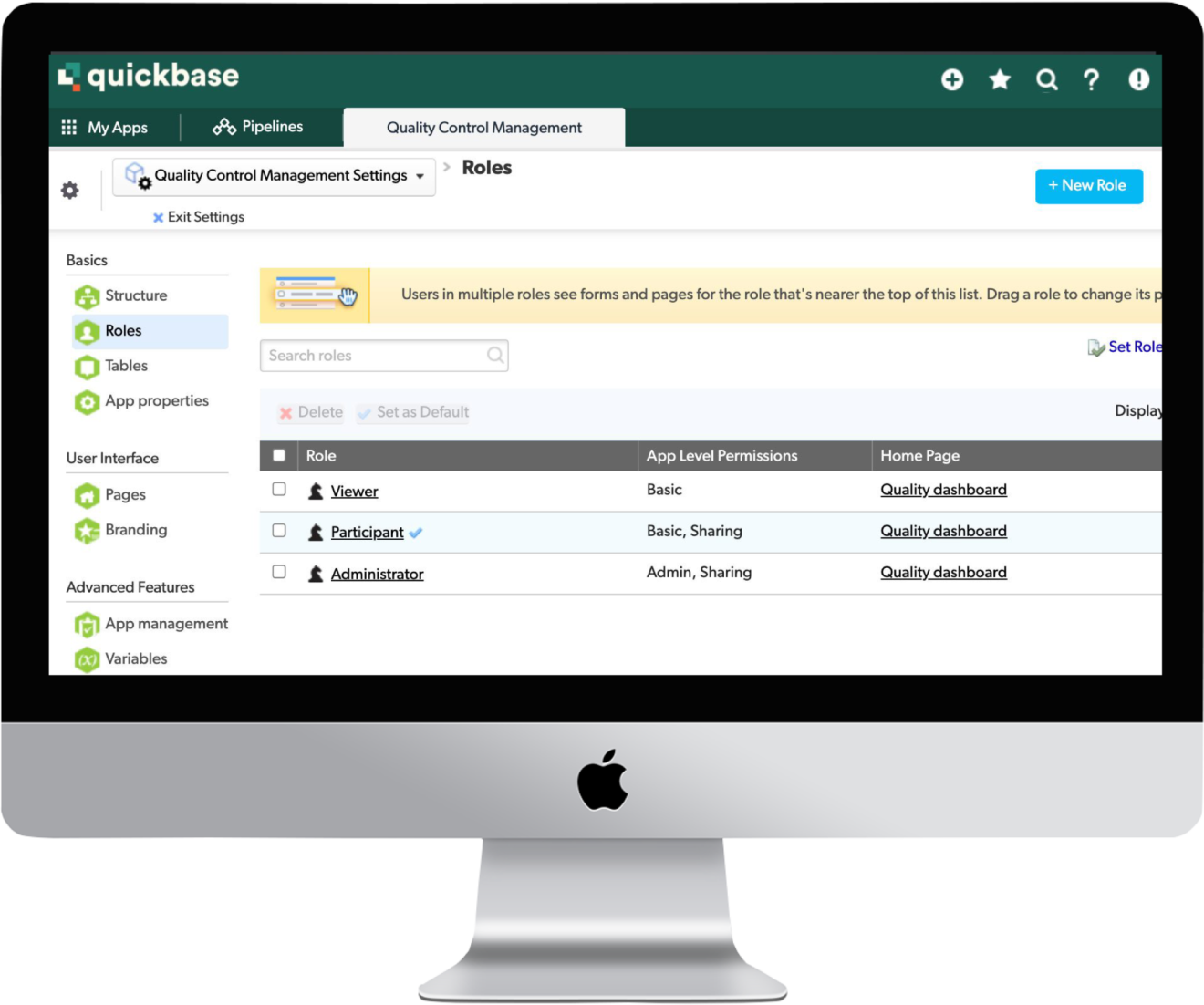 An image of the Quickbase product on a computer